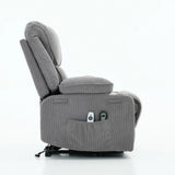 Medium-Firm Corduroy Remote-Controlled Heating Massage Recliner - Omega Lifestyles