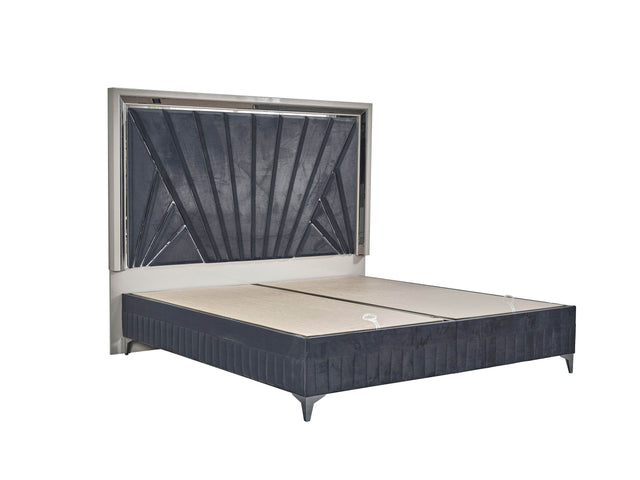 Modern Contemporary Queen Velvet Upholstered Wood Bed Frame - Omega Lifestyles