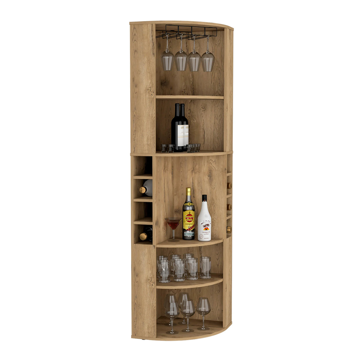 Modern Oban Corner Bar Cabinet With Bottle Storage - Omega Lifestyles
