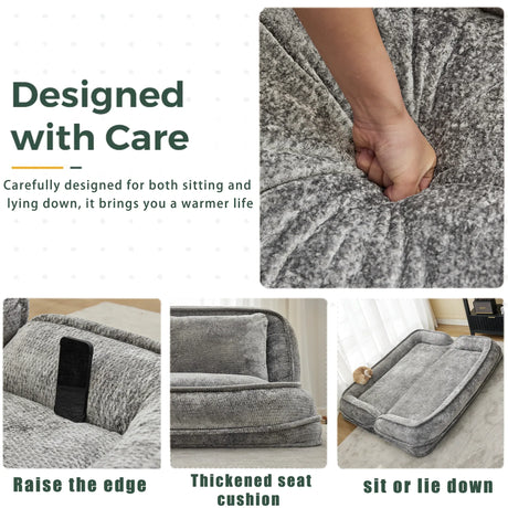 Medium-Soft Adjustable Loveseat Lazy Sofa With Chenille Upholstery - Omega Lifestyles