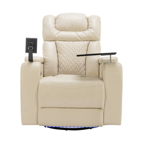 Power PU Leather Recliner Chair With Tray Table USB Port - Omega Lifestyles