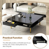 High Gloss Black Coffee Table With Drawers - Omega Lifestyles