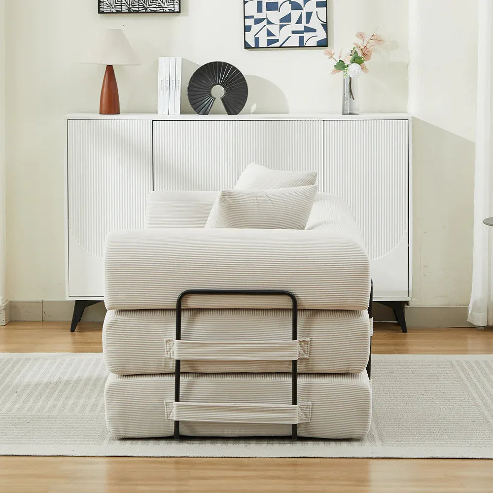 Corduroy Folding Sofa Bed With Foam Spring Mattress - Omega Lifestyles