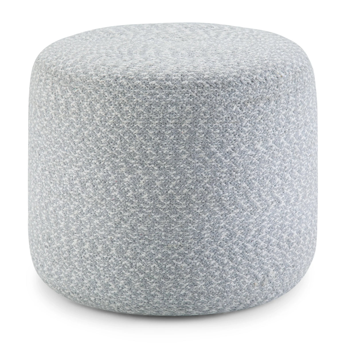 Round Braided Cotton Pouf Light Blue Natural Accent Stool - Omega Lifestyles