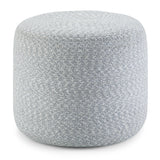 Round Braided Cotton Pouf Light Blue Natural Accent Stool - Omega Lifestyles
