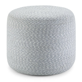 Round Braided Cotton Pouf Light Blue Natural Accent Stool - Omega Lifestyles
