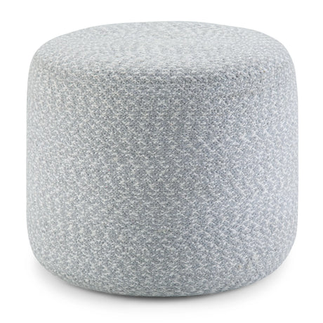 Round Braided Cotton Pouf Light Blue Natural Accent Stool - Omega Lifestyles