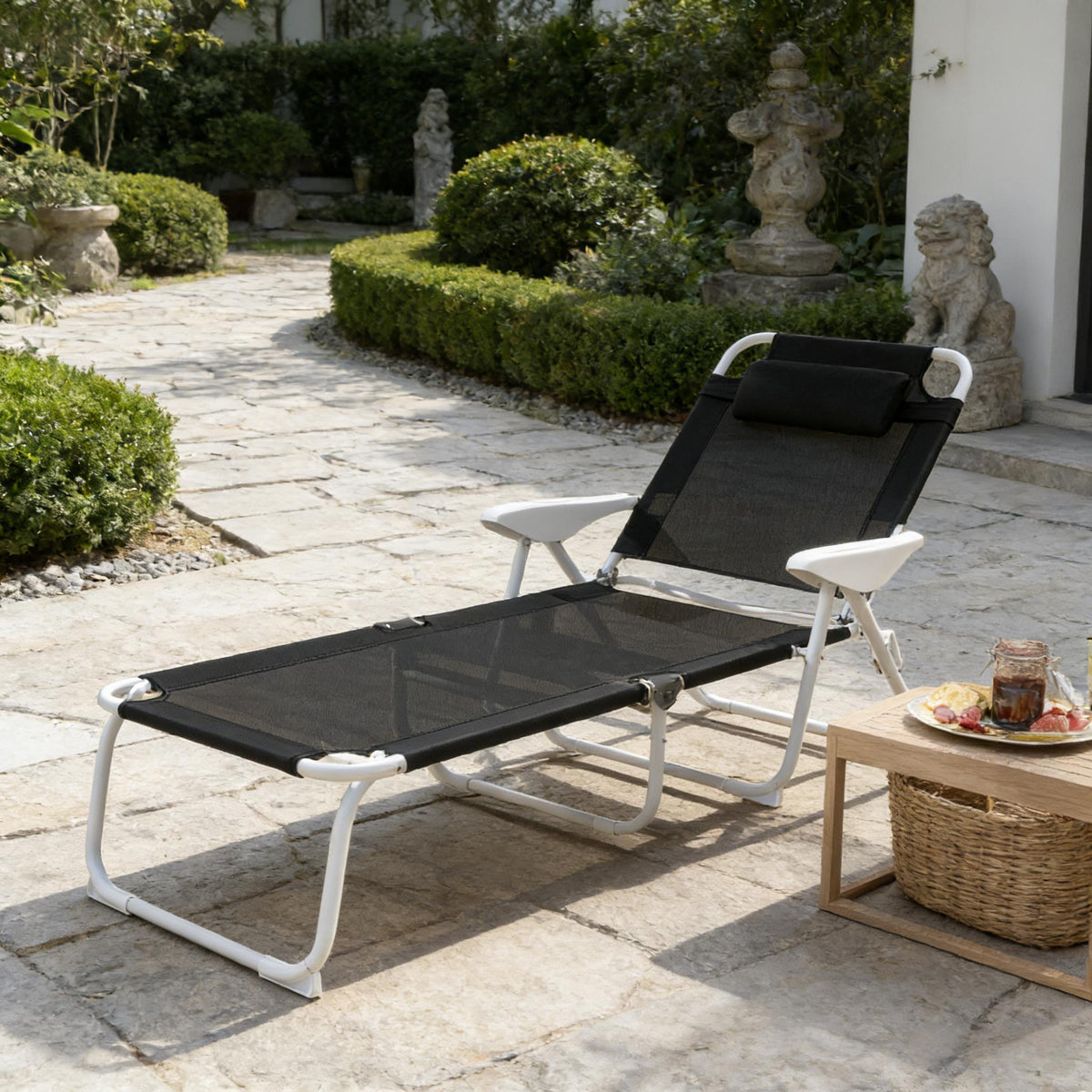 Adjustable Folding Outdoor Mesh Chaise Lounge Chair
