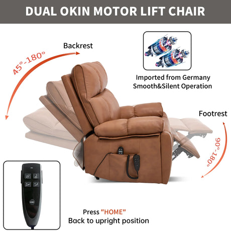 Orange Medium-Firm Faux Leather Power Lift Massage Chair - Omega Lifestyles