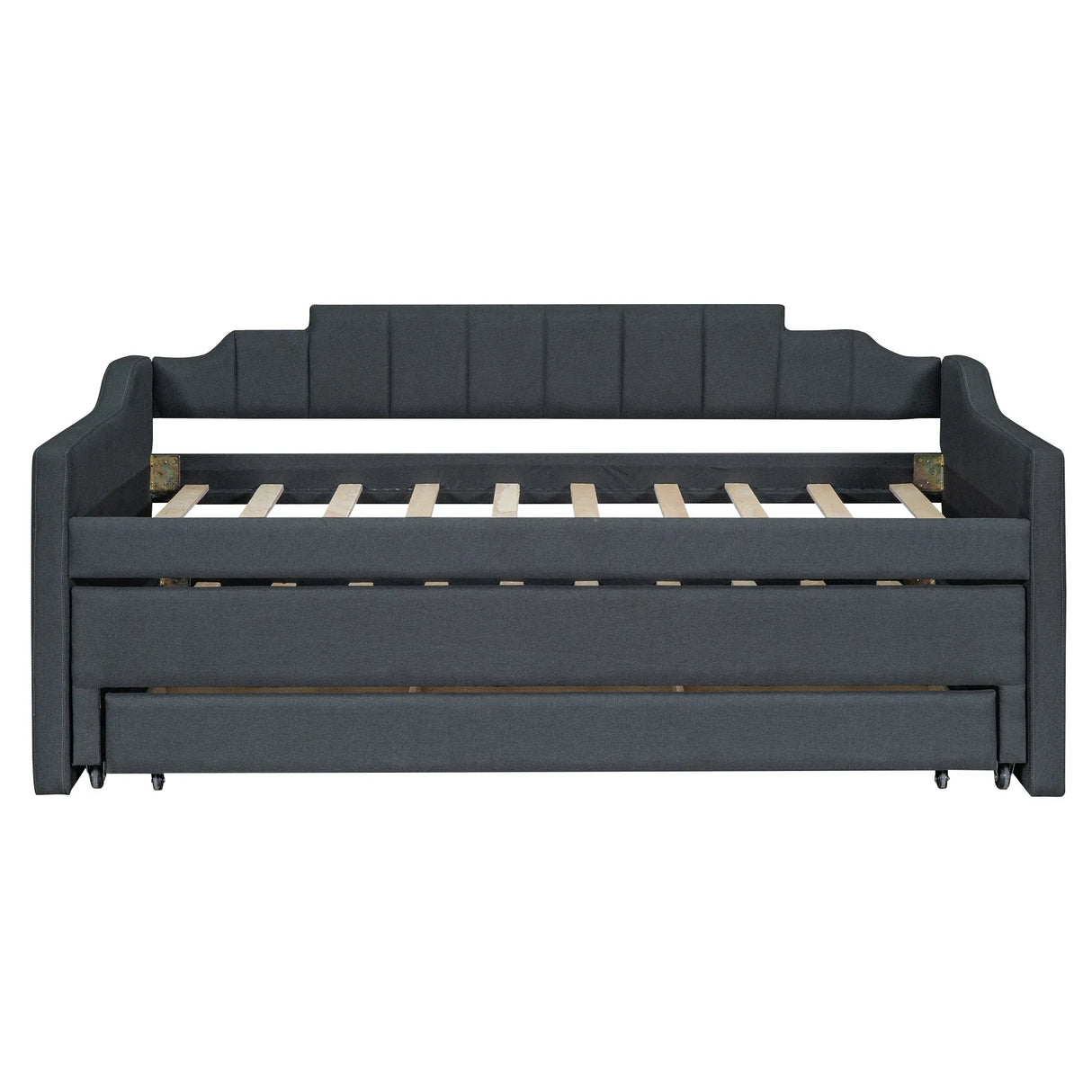 Twin Upholstered Linen-Blend Daybed With Trundle Drawers - Omega Lifestyles