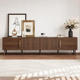 Modern Walnut Fluted Door 78-Inch TV Stand - Omega Lifestyles