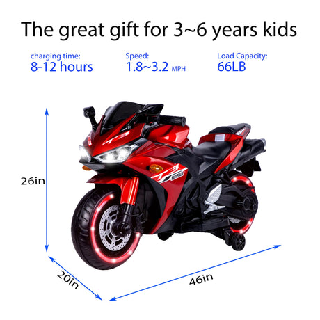 12V Kids Electric Motorcycle With Training Wheels and Lights - Omega Lifestyles
