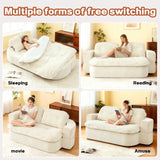 Modern Linen Foam-Filled Convertible Sleeper Sofa Bed With Pillows - Omega Lifestyles