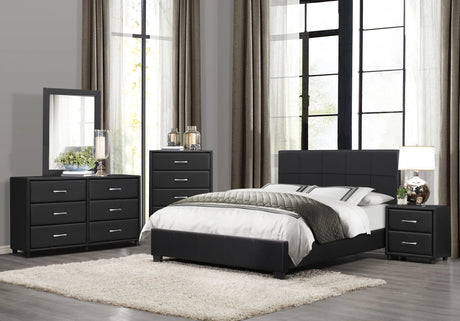 Full Contemporary Black Faux Leather Platform Bed Frame - Omega Lifestyles
