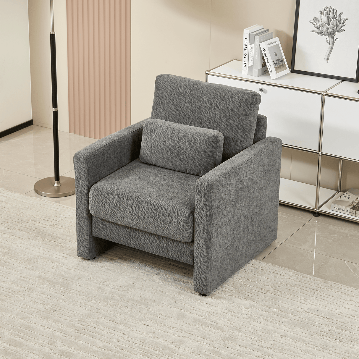 Mid-Century Modern Chenille Upholstered Accent Chair - Omega Lifestyles