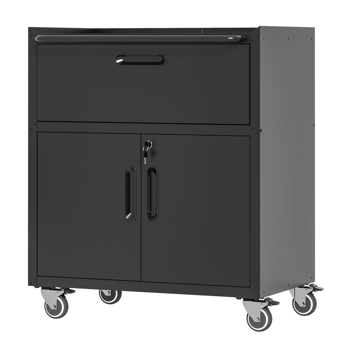 Heavy-Duty Steel Garage Tool Cabinet With Wheels