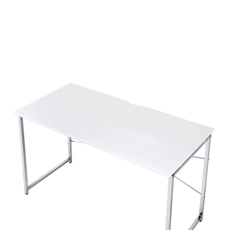 White Chrome Metal Frame Modern Writing Desk - Omega Lifestyles