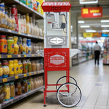 Vintage-Style Stainless Steel Movie Theater Popcorn Machine With Cart - Omega Lifestyles
