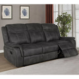 Charcoal Upholstered Reclining Sofa With Pillow Top Arms - Omega Lifestyles