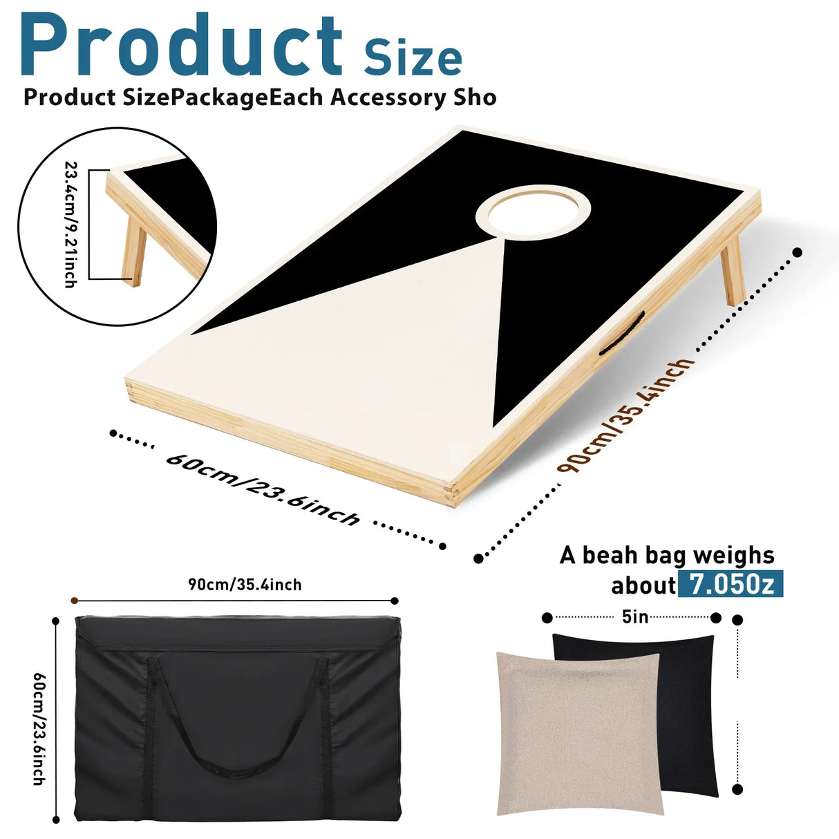 Solid Wood Tailgate Size Cornhole Set With Bean Bags - Omega Lifestyles