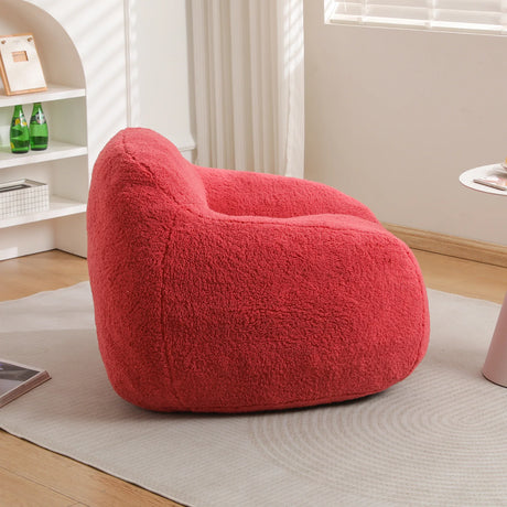 Spacious Rose Teddy Fabric Memory Foam Bean Bag Chair - Omega Lifestyles