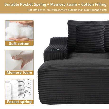 Oversized Corduroy Fabric Twin Sleeper Chaise Lounge Chair - Omega Lifestyles