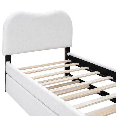 Twin Upholstered Platform Bed Frame With Trundle White - Omega Lifestyles