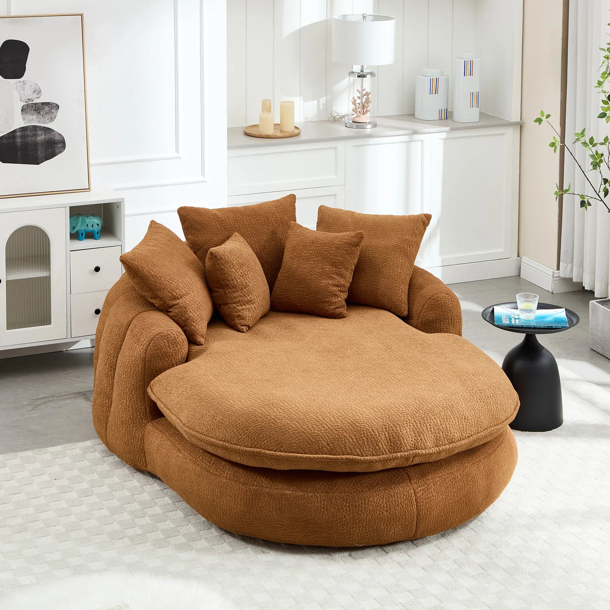 Oversized Chenille Memory Foam Bean Bag Sofa With Pillows - Omega Lifestyles