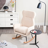 Beige Cotton Upholstered Ergonomic Rocking Chair - Omega Lifestyles