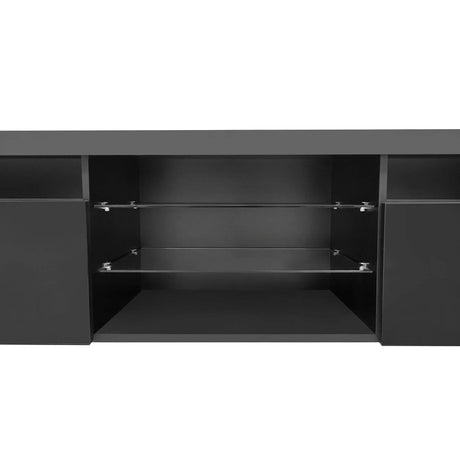 Modern Black Particle Board TV Stand With LED Lighting - Sleep Galleria