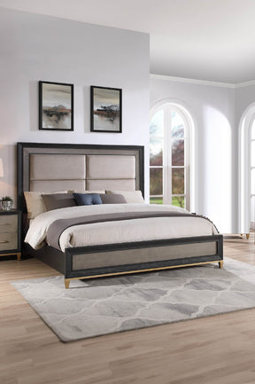 Queen Upholstered Panel Bed With Wood Frame - Omega Lifestyles