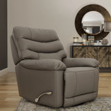 Light Gray Top Grain Leather Swivel Glider Recliner - Omega Lifestyles