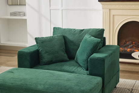 Corduroy Chaise Lounge Chair With Removable Ottoman - Omega Lifestyles