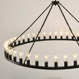 Matte Black Wagon Wheel 30-Light Metal Chandelier - Omega Lifestyles