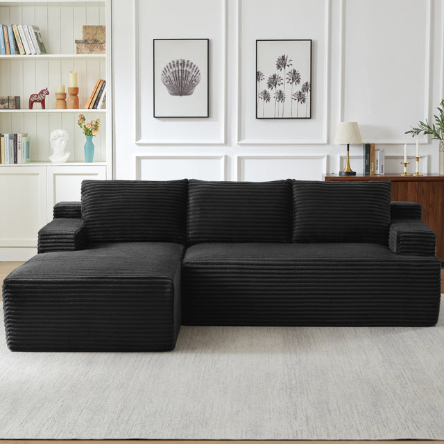 Plush Modular L-Shaped Corduroy Sectional Sofa