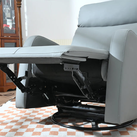 Modern Blue Gray PU Swivel Rocker Recliner Chair - Omega Lifestyles