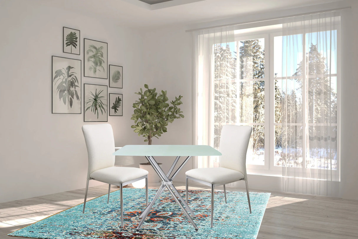 Set Of 3 Contemporary Soft White Faux Leather Dining Set - Omega Lifestyles