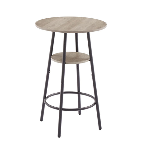 Bar Table Set Of 3 With Upholstered Backrest And Shelf - Omega Lifestyles