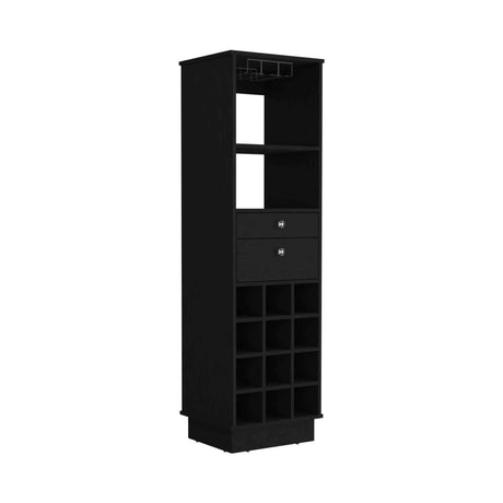 Modern Bar Cabinet With Twelve-Built-In Wine Rack and Drawers - Omega Lifestyles