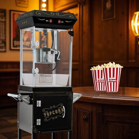 6OZ Theater-Style Stainless Steel Popcorn Maker Cart - Omega Lifestyles