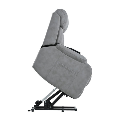 Power Lift Light Gray Fabric Recliner Chair With Remote - Omega Lifestyles