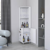 Modern White Corner Bar Cabinet With Wine Rack Storage - Omega Lifestyles
