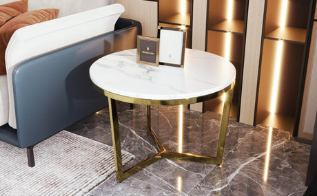 Modern Round Nesting 2-Piece White Marble Coffee Table Set - Sleep Galleria
