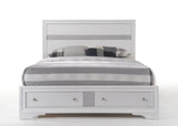White Finish Low Profile Storage Queen Bed Frame - Omega Lifestyles