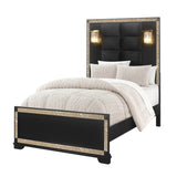 Contemporary King Wood Bed Frame With Glitter Detail - Omega Lifestyles