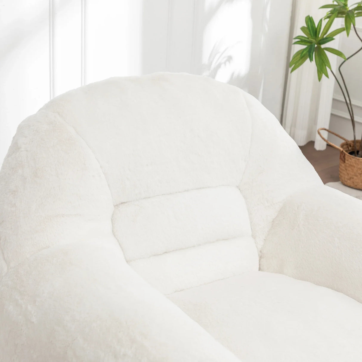 Faux Fur Comfy Bean Bag Chair With Back Support - Omega Lifestyles