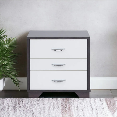 Contemporary White And Black MDF Accent Nightstand - Omega Lifestyles