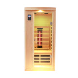 One-Person Hemlock Far Infrared Ceramic Tube Sauna Room - Omega Lifestyles