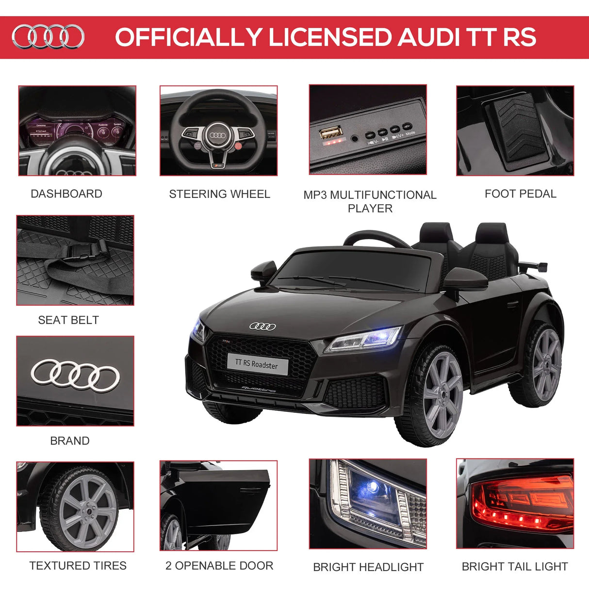 Kids Licensed Audi TT RS Electric Ride On Car With Remote - Omega Lifestyles