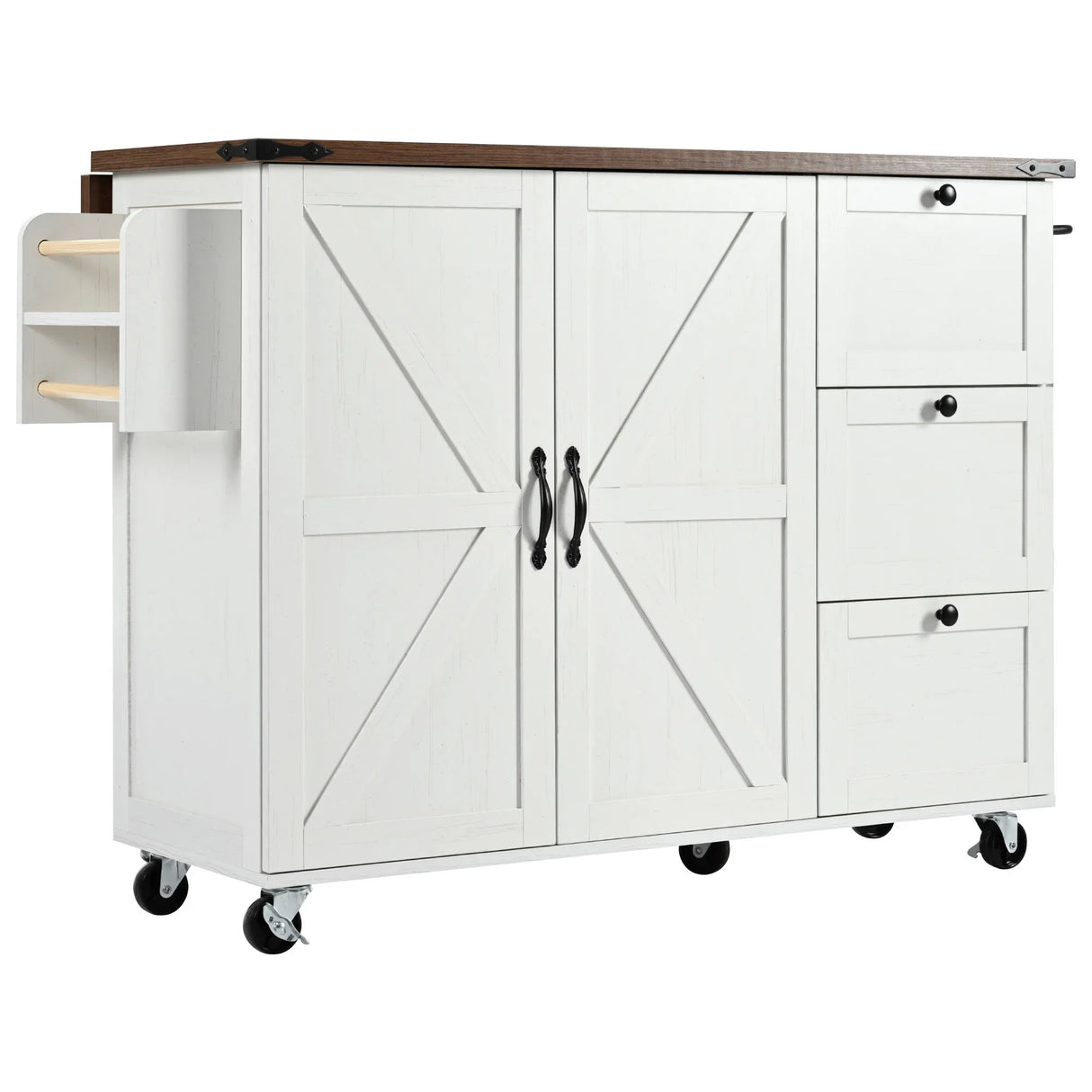 Farmhouse Kitchen Island Cart With Power Outlet - Omega Lifestyles